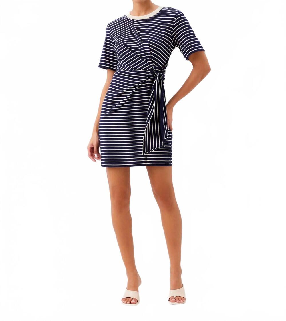 NEW FIFTEEN TWENTY women's darla side-knot contrast dress in navy with cream